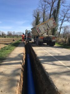 Travaux pose canalisation eau potable Arthez-d'Asson Baudreix